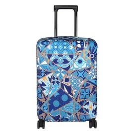 Luckiplus Spandex Suitcase Luggage Suitcase Cover Fits 18"-32" Luggage, Portuguese Tiles, Multi-coloured