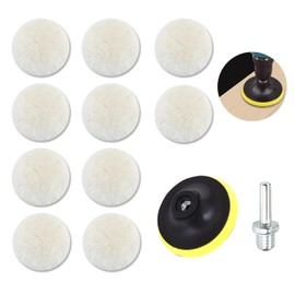 12 Pcs 3 Inch Car Polishing Pads for Drill Set, Imitation Wool Polishing Pads with Drill Adapter, Polishing Waxing Buffer Discs Wheel Pads for Car Detailing Furniture Sanding Waxing Sealing Glaze