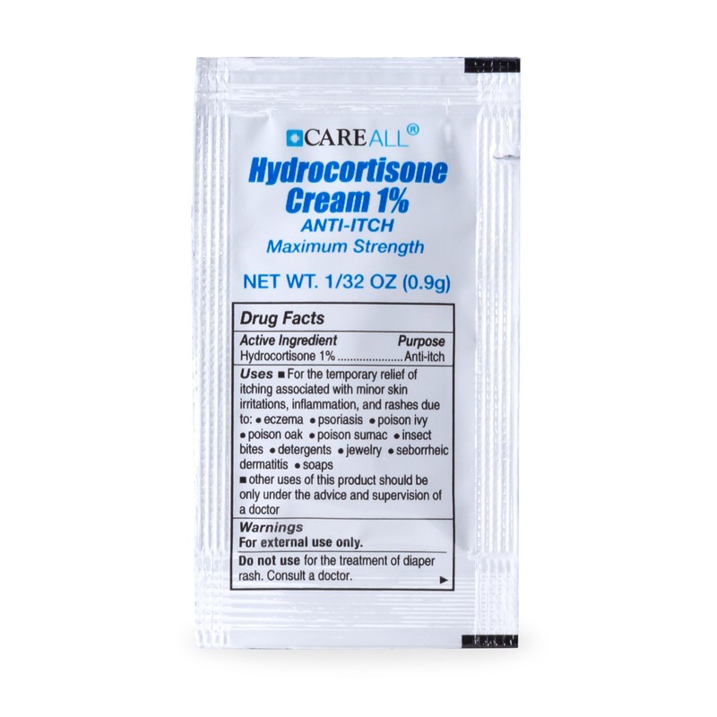 CareAll Hydrocortisone Cream 1% (144 Pack), 0.9gr Foil Packet. Maximum