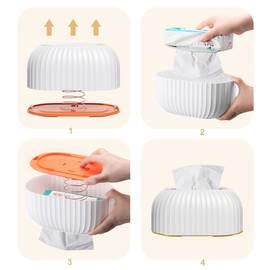 Rectangular Tissue Box Lid for Disposable Tissues, Tissue Box Holder with Bottom Spring, for Storage on Bathroom Cabinets, Countertops, Bedroom Dressers,Green 22.2x10.7x13.5 cm