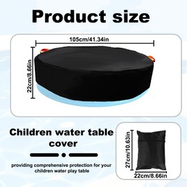 Kids Pool Cover for Step2 Play & Shade Pool, 40in 600D Oxford Cloth Water-Proof Sun-Resistant Heavy Duty Round Cover with Storage Bag(Black)