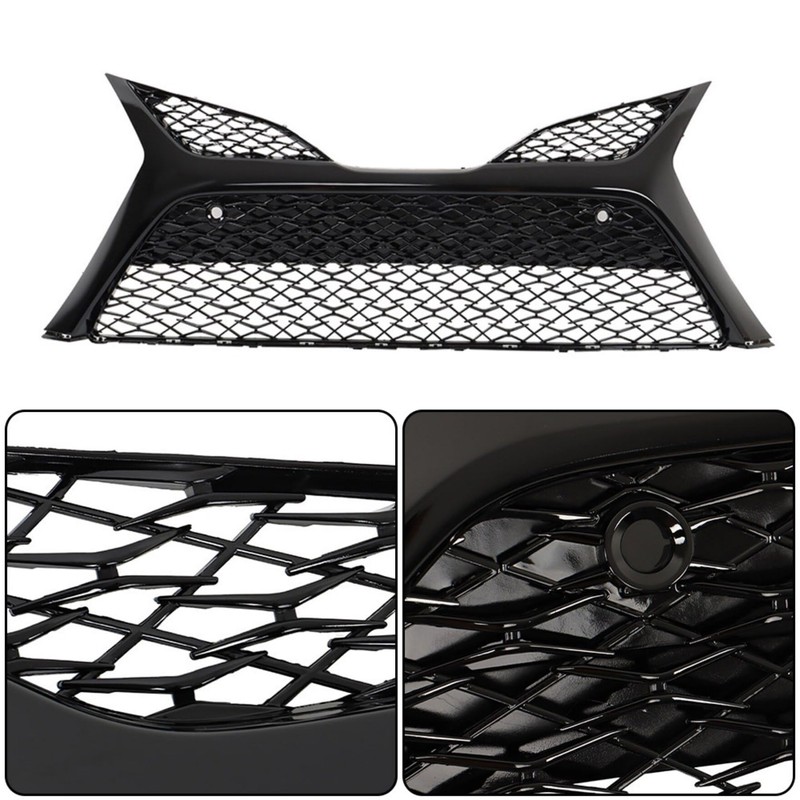 waltyotur Front Bumper Hood Grille Lower Glossy Black Mesh Style
