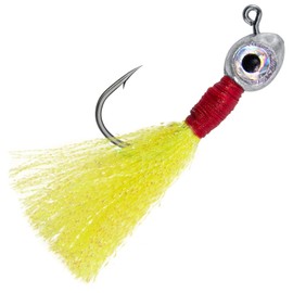 Dr.Fish 10 Pack Fishing Jigs 3D Eyes Saltwater Fishing Jig Heads, Walleye Jigs Hair Jigs Swimbait Jig Head (Yellow, 1/4oz-10 Pack)