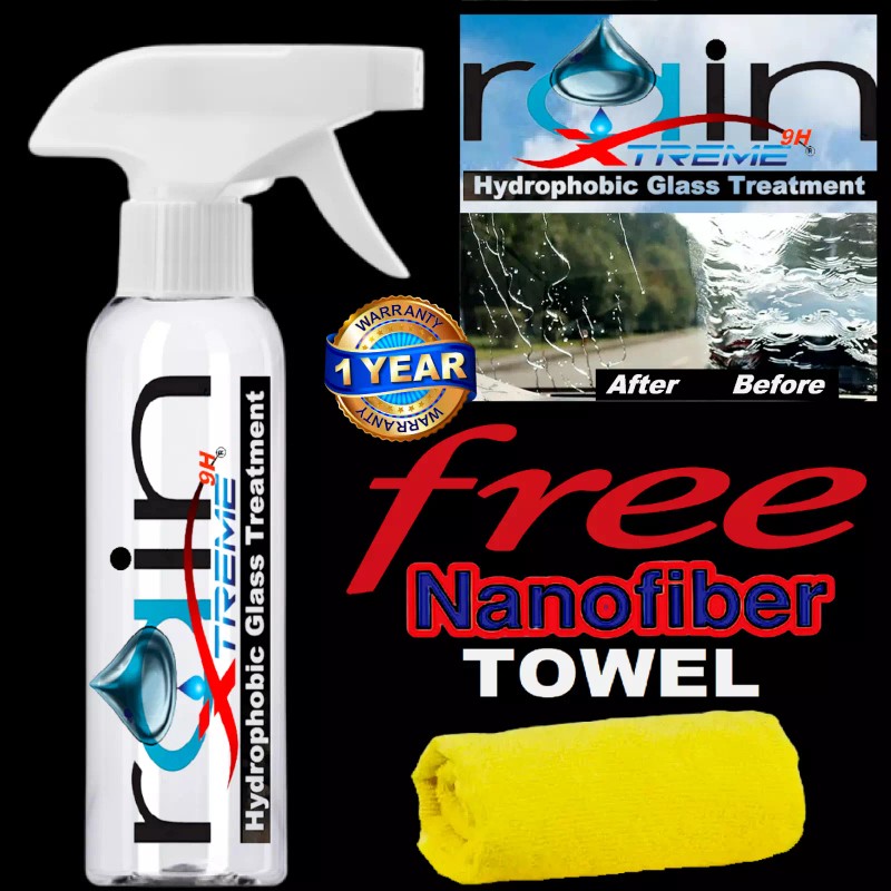 RAIN XTREME HYDROPHOBIC GLASS WINDSHIELD TREATMENT TRICURE TECHNOLOGY PROTECTION