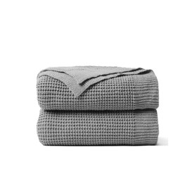 FIYARA Waffle Knit Throw Blanket, Ultra Soft Lightweight & Breathable All-Season Blankets for Sofa, Waffle Weave Blanket for Home Decor, Office, Couch and Gift Giving (Grey, 50x70 Inch)