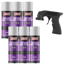 Heavy Texture Chip Guard 13 oz Clear Aerosol Spray Can with Aerosol Spray Gun - Pack of 6 - Durable, Acrylic Coating Protects Lower Panels From Impact, Chipping & Abrasion, Matches Medium to Coarse OEM Textures - Clear
