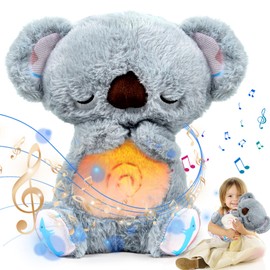 Anxiety Relief Koala, Breathing Koala Anxiety Bear with Calming Music, Lights, Sleeping Otter Plush, Soothing Koala Sleep Buddy for Adults & Kids, Stress Relief Stuffed Animal with Rhythmic Breathing