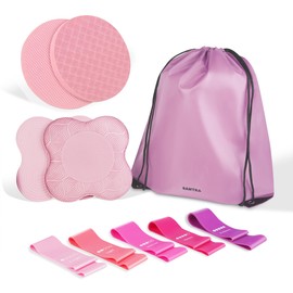 SAMTKA Yoga Knee Support Pad for Women Pilates Kneeling Cushion | Elbows Wrist Hands Head Foam Extra Thick Men Exercise Knees Pads Set of 10 Pieces (Pink)