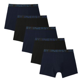 INNERSY Underwear for Boys Breathable Teen Boxer Briefs Size 12-14 for Kids 5-Pack(L(12-14 yrs), Dark)