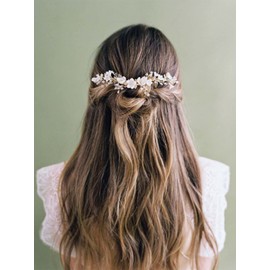 Ushiny Flower Bride Wedding Hair Vine Silver Rhinestong Bridal Headband Hair Accessories for Women and Girls