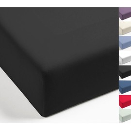 MISTRAL HOME Fitted Sheet Percale Plain Bed Sheet Egyptian Cotton 90 x 190-100 x 200 / 140-160 x 200 / 180-200 x 200 cm, Colour: Raven Grey, Size: 140 x 200 cm