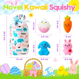 HOUT 24 PCS Easter Gifts for Kids - Easter Egg Hunt Mochi Squishy Toys - Easter Toys Easter Gift Bags Easter Decorations - Easter Party Bag Fillers - Fidget Toys Squishies Fillable Easter Eggs
