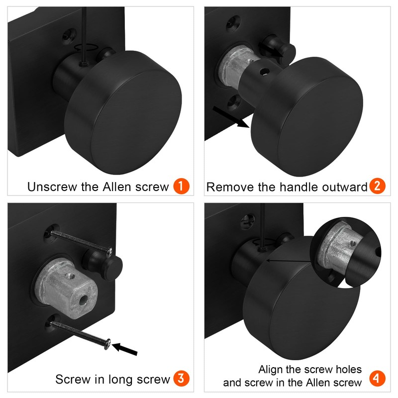 Haidms Matte Black Door Knobs Interior, Heavy Duty Square Black