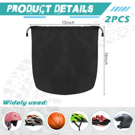 Yeyeplum 2 Pack Motorcycle Helmet Bag with Soft Lining & Drawstring Closure, Waterproof Helmet Storage Bag, Large Capacity, Lightweight for Riding Hockey Welding Bicycle Dirt Bike Gear (Black)