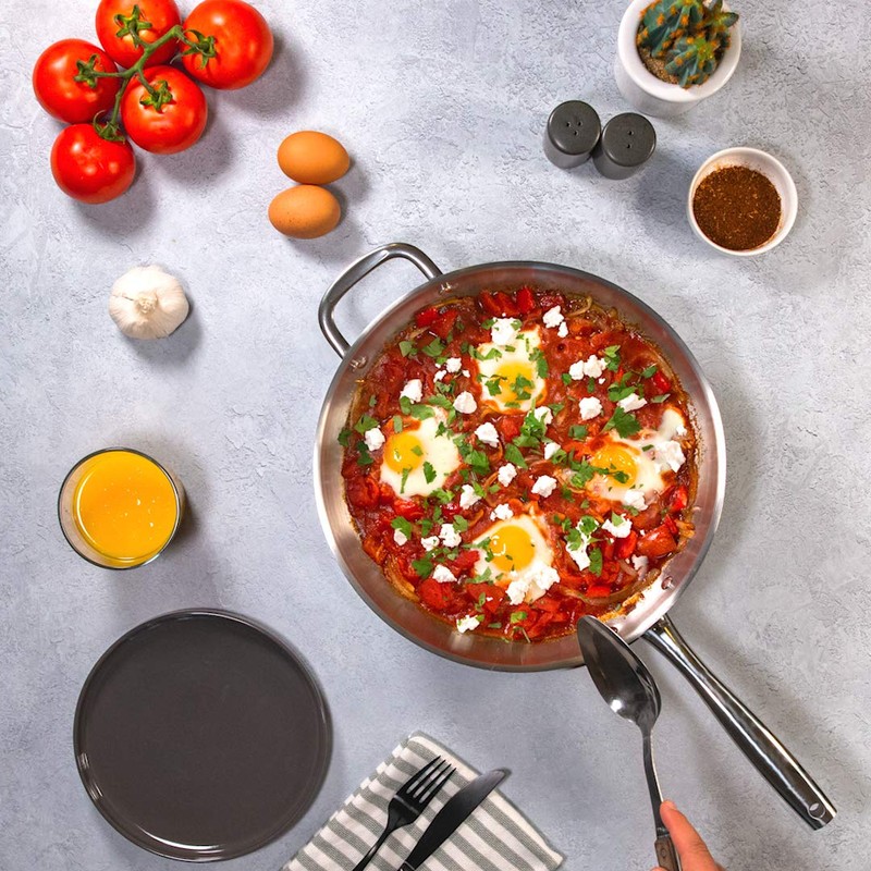 Goodful 12-Inch Stainless Steel Fry Pan with Universal Lid made