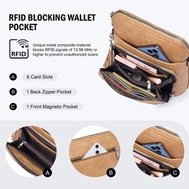 Roulens Crossbody Purse for Women,Lightweight Medium Crossbody Bag Soft Leather Women's Shoulder Handbags with Tassel, Camel Brown