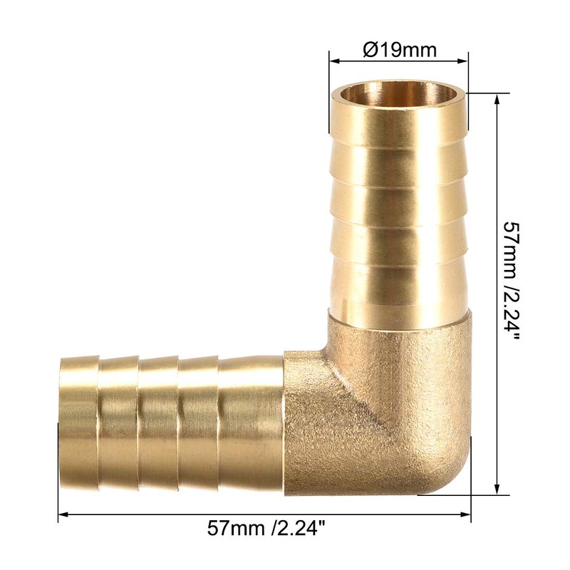 sourcing map 19mm Barb Brass Hose Fitting 90 Degree Elbow