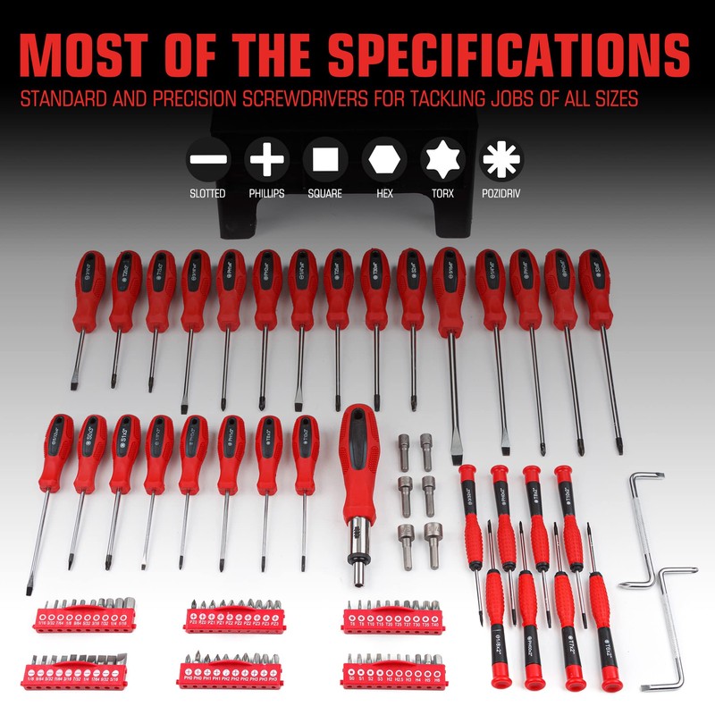 CARTMAN Magnetic Screwdriver Set with Rack, Includs Precision Screwdriver, Magnetizer