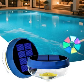 Solar Floating Pool Lights,RGB Color Changing Swimming Pool Light with Sensor Solar Panel,IP68 Double Waterproof with Metal Base for Inground/Above Ground Pools,Hot Tubs,Garden Decor (2 Pack)