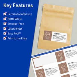 Avery TrueBlock Matte White Rectangle Labels with Sure Feed, 2" x 3", 80 Matte White Labels, Print-to-The-Edge, Laser/Inkjet Printable Labels, Great for Packaging and Product Labels