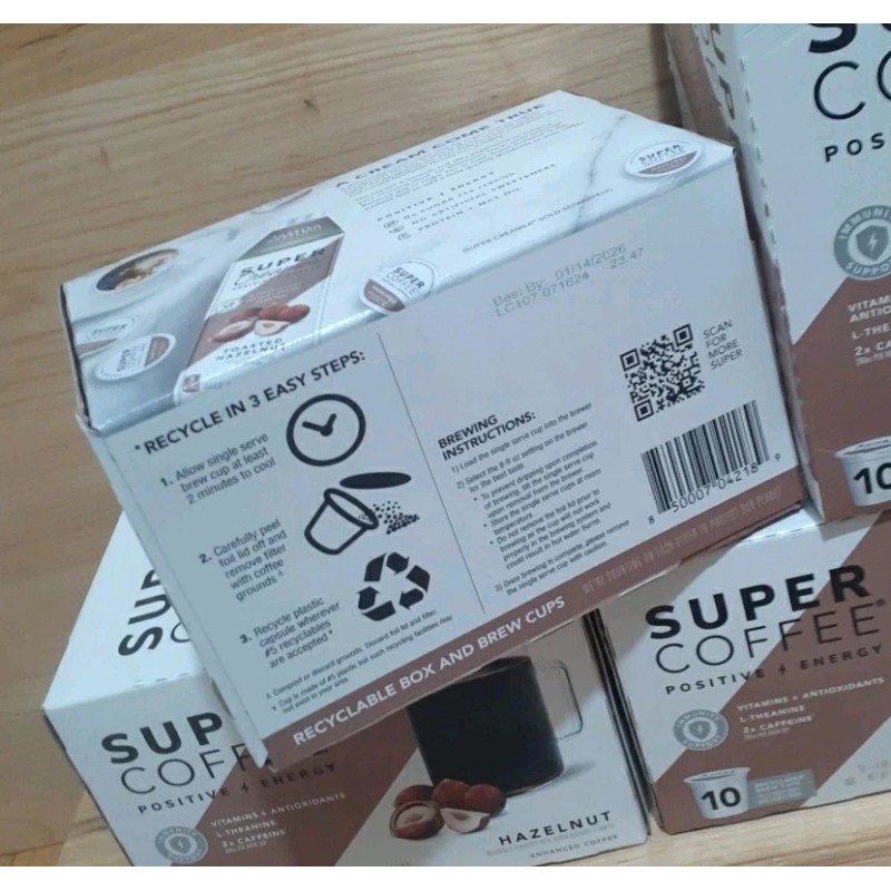 SUPER COFFEE HAZELNUT 30 k-cup Positive Energy Brew Keto L-THEANINE