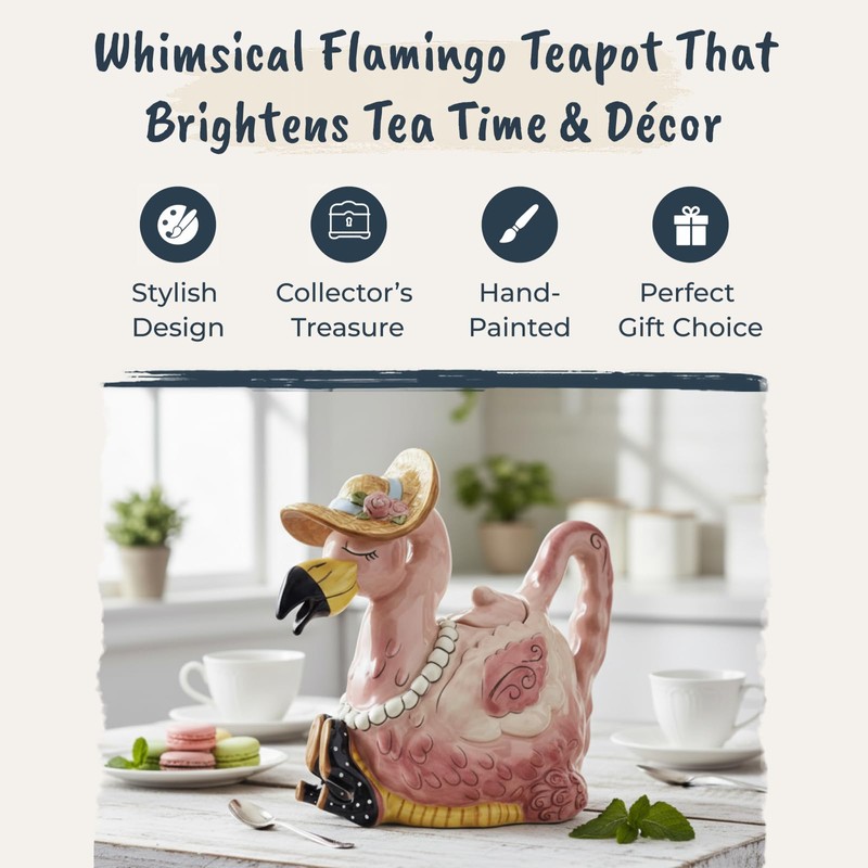 Blue Sky Ceramic Miss Precious Flamingo Teapot