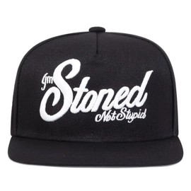Sproutsy Men's Street Snapback Hat, Flat Visor, Straight Cap, Stoned, Black, 58 cm