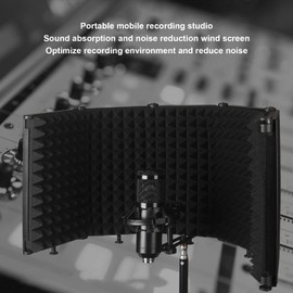 Microphone Insulation Shield, Foldable Microphone Protector with Triple Sound Insulation, Reflection Filter for Recording Studio, Podcasts, Vocals