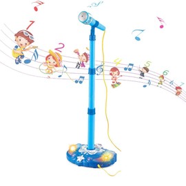 KidPlay Kids Karaoke Microphone Adjustable Stand Pop Star Musical Toy Blue