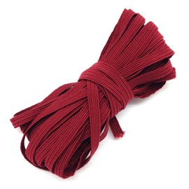 PEPPERLONELY Banda elástica Plana de 11 Yardas, Rollo de cordón elástico Trenzado para Coser y Manualidades (1/4 Pulgadas 6 mm, Vino)