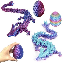 2 PCS 3D Printed Dragon Eggs with Dragon Inside,3D Printed Dragon Toys Prefilled Easter Egg Fillers Articulated Crystal Dragon,3D Printed Toy for Children.