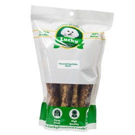 Lucky Premium Treats Beef Basted Rawhide Bull Sticks – All Natural Rawhide Beef Dog Treats, Gluten Free Premium Large Dog Treats (10 Chews)