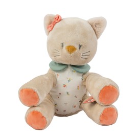 Nattou Cuddly Toy Made of Cotton and Velour, Cuddly Toy Cat Lana as Companion from Birth, Approx. 32 cm, Mila, Zoë and Lana, Beige