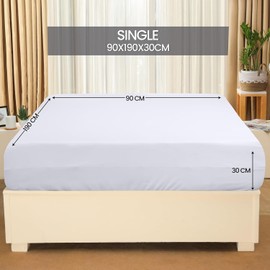 Utopia Bedding Single Fitted Sheet, White - 12 Inch (30cm) Deep - Easy Care - Soft Brushed Microfibre Fabric - Shrinkage and Fade Resistant - Bottom Sheet