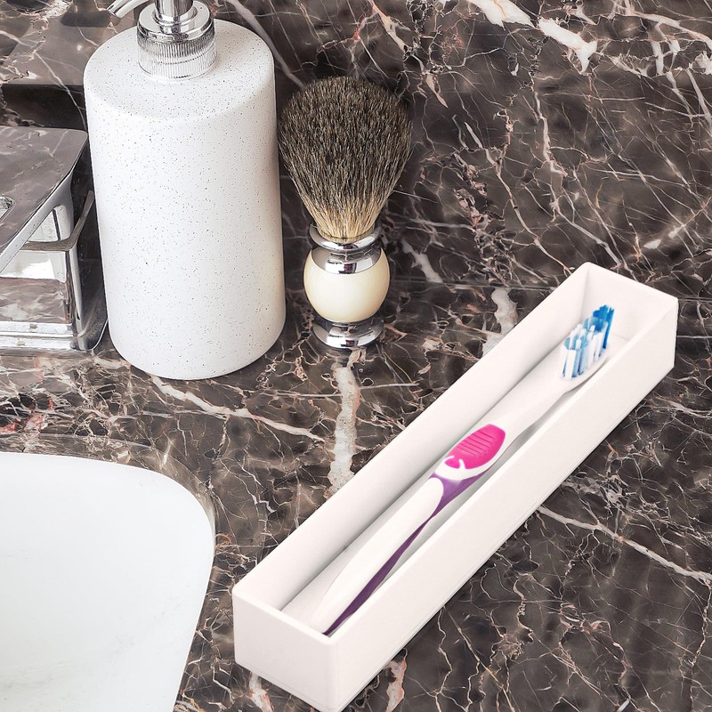 Linkidea Toothbrush Holder with Diatomite Drying Stone, Acrylic Bathroom Drawer