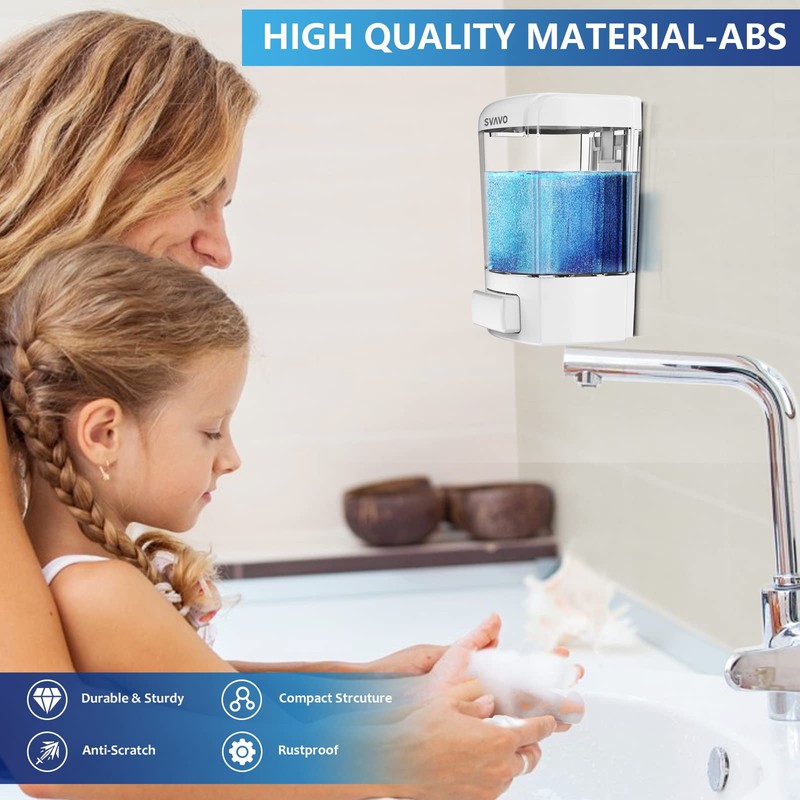 SVAVO Wall Mounted Soap Dispenser Kitchen Bathroom Manual Soap Dispenser