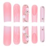 Pink Gradient Press on Nails Long Coffin Fake Nails 3D