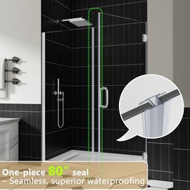 2-Pack Frameless Shower Door Seal Strip, 80" Long Shower Door Side Seal for 3/8" (10mm) Thick Glass – Prevent Leaks & Create a Waterproof Barrier