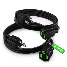 Maximm 14/3 Extension Cord 4 Feet, 14AWG 2 Pack, Black, 1-Outlet Heavy Duty Indoor ETL Listed, 3 Prong Plug Power Cord for Garden, Lawn, Appliances