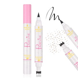 Prreal Eyeliner Freckles Pen,2 in 1 Freckle Stamp and Black Liquid Eyeliner,Natural Lifelike fake Freckle,Sunkissed Makeup Pen Waterproof,Long-lasting,03