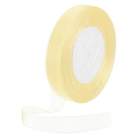 DMiotech 50 Yards Organza Ribbon 1/2 Inch Cream Yellow Chiffon Ribbon Shimmer Sheer Gift Wrapping Ribbons for Flower Bouquets Wedding Birthday DIY Decoration