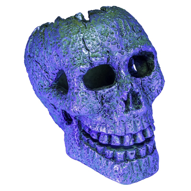 GloFish Skull Ornament, Detailed Aquarium Ornament, Hideaway For Fish