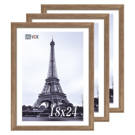 VCK 18x24 Poster Frame 3 Pack, Brown Walnut Wood Picture Frame, Exclusive Wood Grain, Wall Mounting Hanging