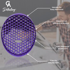 CA Detailing Scrub Mitt Grit Guard & Filter - Car Wash Bucket Insert for Dirt Separation, Prevents Scratches, Protects Paint, Durable and Easy to Clean - Ideal for Car Detailing and Auto Maintenance