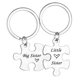 Nfyxcaz Sister Brother Keychain Set Sibling Puzzle Keychain Little Brother Big Sister Keychain Little Sister Big Brother Gifts Christmas Birthday Gifts for Sister Brother (Big Sister & Little Sister)