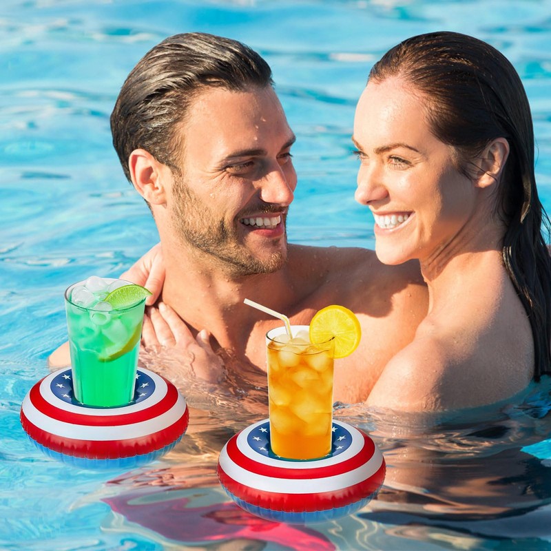 Harsever 8 PCS 4th of July Floaties for Pool,Patriotic Drink