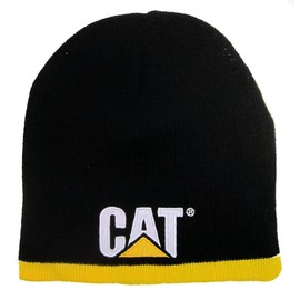 Caterpillar Equipment Black & Yellow Striped Knit Winter Beanie Cap