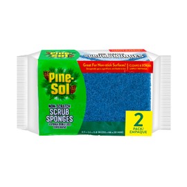 Pine-Sol Non Scratch Scrub Sponges - Double Sided Dish Scrubber Safe for Nonstick Cookware - Kitchen Essentials for Dishwashing and Cleaning, 2 Pack