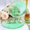 Rubtlamp 100 Pcs Clear Green Plastic Plates, Gold Hammered Plastic