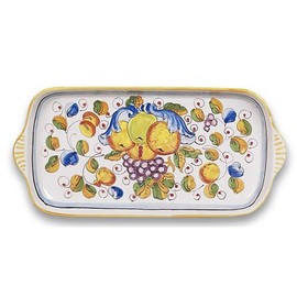 Deruta Hand Painted Miele Ceramic Rectangular Tray From Italy